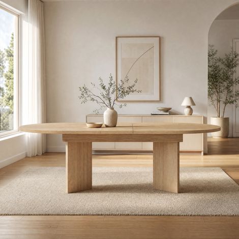 Tavolo da pranzo allungabile 120/160 x 80 cm in MDF color rovere DESVIAE (1/5)