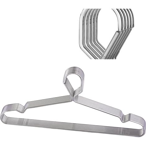 Lot de 10 cintres à verrouillage en fil de 16,5 pouces 4 mm avec crochets verrouillables en acier inoxydable, minces et résistants, anti-vent, à fermeture facile, en métal, gain de place, pour