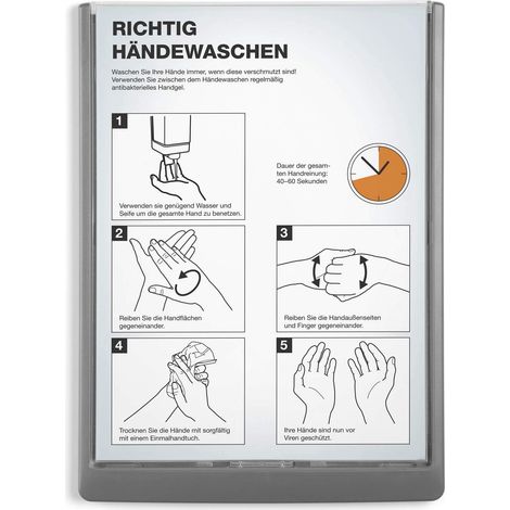 Durable 486737 Click Sign, Targa Fuori Porta in ABS, Sportellino Apribile con Tasto, Installazione con Viti o Biadesivo, 210x297 mm, Grafite