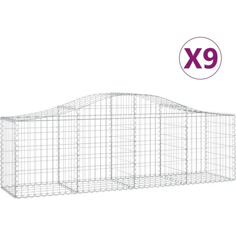 Maison Exclusive - Cesti Gabbioni ad Arco 9 pz 200x50x60/80 cm Ferro Zincato