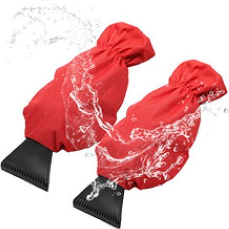 Universeller Auto-Eiskratzerhandschuh, 2er-Pack, warmer und isolierter Handschuh mit Enteisungsmittel für Auto- und LKW-Windschutzscheiben, tragbar, wasserdichtes 600D Oxford-Gewebe, rot (1/4)