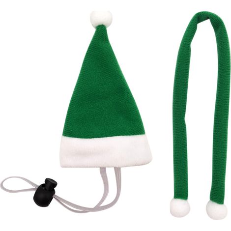 Chapeau De Noël Pour Animal De Compagnie - Écharpe Et Chapeau Santa Ajustable Pour Poule Cochon Hamster Perroquet - Lot De 4 Pièces (1/4)