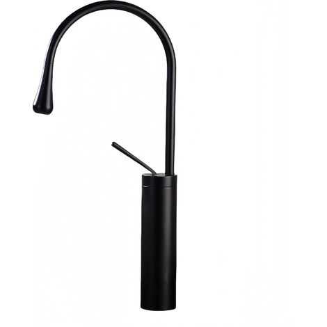 Robinet cascade noir – eau chaude et froide – haut, résistant à la corrosion (tuyau d'arrivée d'eau non inclus)