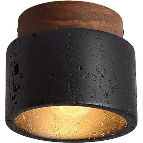 Plafonnier Industriel Vintage Lustre Suspension Luminaire E27 Éclairage Plafond en Travertin Noir Naturel Lampe de Plafond Pour Salon Cuisine Chambre (1/5)