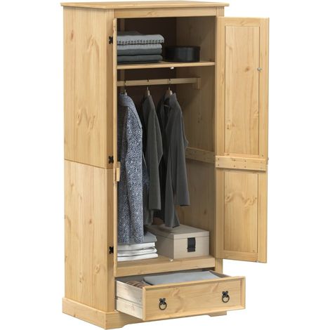 Kleiderschrank Corona 76x50x170 cm Massivholz Kiefer