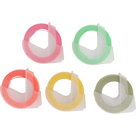 5 Rouleaux de Ruban Gaufré Manuel 3D Décoratif DIY PVC pour Étiqueteuse 9mm x 3m (1/3)