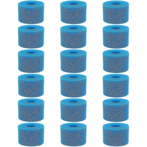Lot de 18 cartouches filtrantes en mousse lavables et réutilisables pour spa Intex Pure Spa, type S1 (1/4)