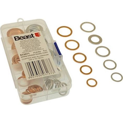 Rondelle Assortiment Cuivre Aluminium 10-18 mm 100 Pièces - Beast