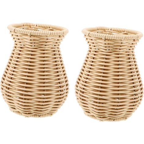 2 Pièces Style Pastoral Vase Décoratif Vase À Fleurs Séchées en Plastique À Fleurs Porte- Faux en Rotin Porte- Récipient De (1/5)