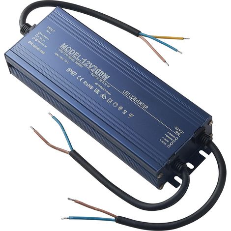 Transformateur LED 12 V 200 W, bloc d'alimentation étanche AC 230 V vers pilote CC 12 V IP67, tension constante basse tension pour bandes G4 MR11 MR16 ampoules spots (12 V 200 W) (1/5)