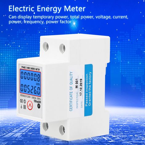 Compteur d'énergie multifonctionnel monophasé rétroéclairé, 230 V, 50 Hz, DDS6619-526L-2, réinitialisable à zéro, avec fonction de coupure de courant temporaire. (1/5)