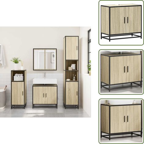 vidaXL Badschrank Sonoma-Eiche 65x33x60 cm Holzwerkstoff