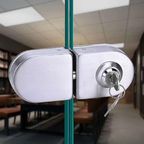 Cerniera per porta in vetro in acciaio inox, serratura di sicurezza antifurto con chiavi per cabina doccia in vetro (1 pezzo, argento) New-AquaForge (1/5)