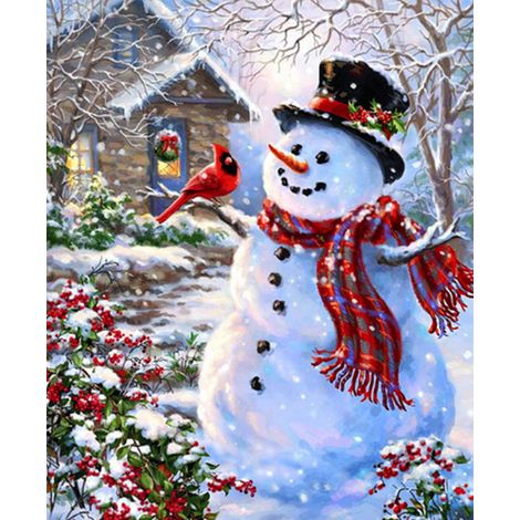 DIY-Diamantmalerei-Bild: Weihnachten, Weihnachtsmann, Schneemann, Strasssteine, 30 x 40 cm, Schneemann 1 (1/5)