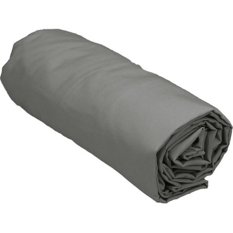 Drap-housse Satin de coton VERSATIN - Gris - 180x200 (1/2)