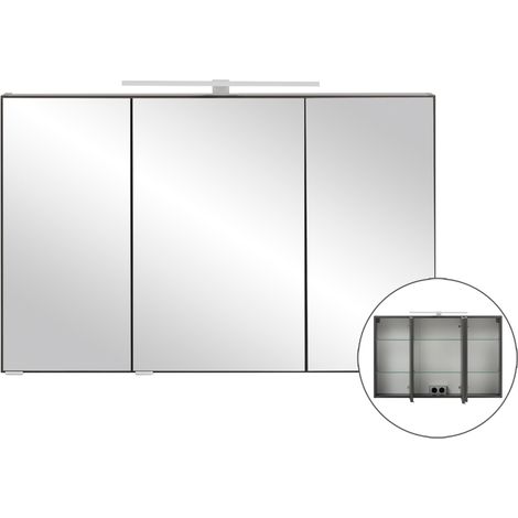3D-Spiegelschrank Badezimmer 100 cm breit VIDAGO-03 in graphit mit LED Beleuchtung, B/H/T: ca. 100/64/20 cm (1/5)