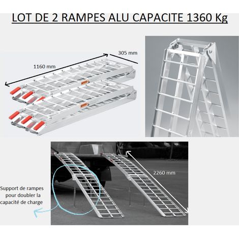 2 x Rampe de chargement pliable alu 226cm 1360kg QUAD MOTO ATV WC (1/2)
