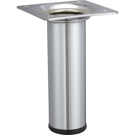 Gamba fissa per mobile cilindrica in acciaio cromato grigio, 10 cm HETTICH