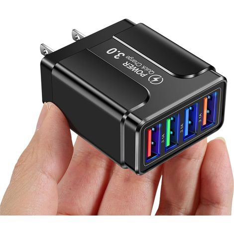 Chargeur Mural USB C - 4 Ports Charge Rapide 3.0 - Bloc Compact 5 V 3,1 A - Compatible Tous Appareils USB C - Prise États-Unis - 1 Pièce (1/3)