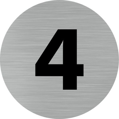 Pictogramme chiffre 4 (Q0307).- Plaque aluminium brossé - Diamètre 83 mm