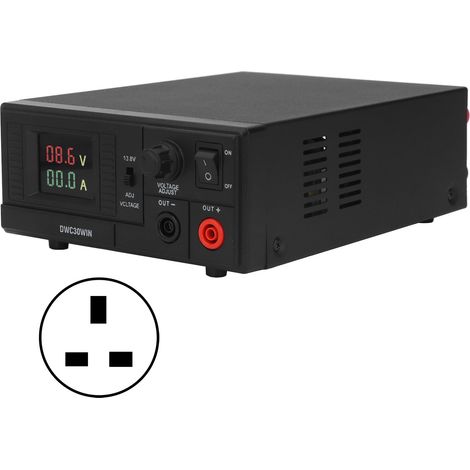 Convertisseur AC vers DC 30A 13.8V réglable 7.5V-15.8V, affichage numérique couleur, pour radios véhicules marins, prise UK 220V AC (1/5)