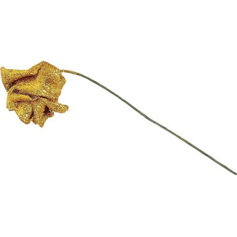 Lot de 7 roses artificielles en mousse pailletée, dorées. (1/5)