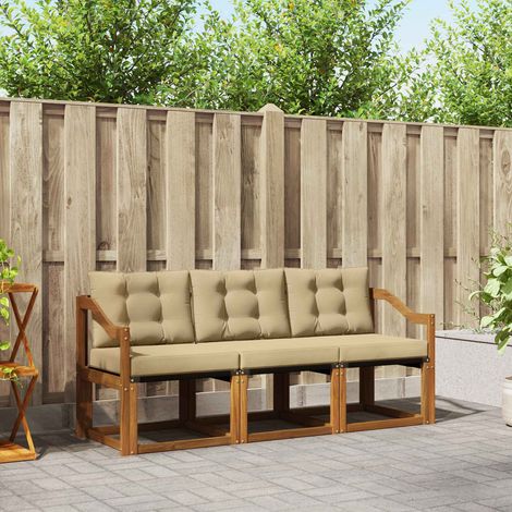 vidaXL  Outdoor Sofa Set  with Cushion 3 pcs Natural and Beige
