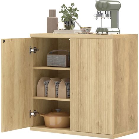 Buffet de salon moderne avec portes à fermeture douce et étagères ajustables, rangement élégant en chêne, 78 x 39 x 79 cm (1/5)