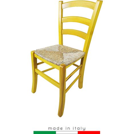 Sedia Venezia Color Giallo legno colorata terrazza giardino bar ristorante agriturismo albergo rustica paglia esterno (1/2)