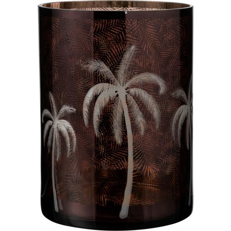 Photophore Design "Feuilles Palmier" 24cm Marron (1/3)