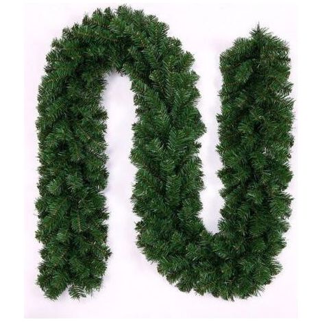 Guirlande de Noël en rotin artificiel à suspendre pour porte d'entrée, cheminée, escalier, décoration de Noël (vert 1) (1/5)