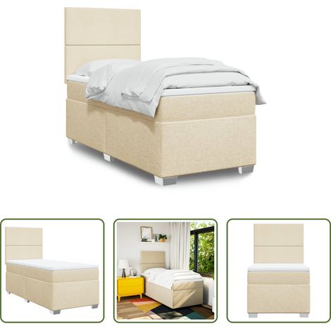 Matratze - Boxspringbett mit Matratze Creme 100x200 cm Stoff (1/5)