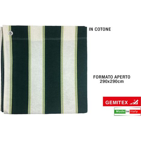 Gemitex tenda da sole cotone cm 290x290 verde bianco