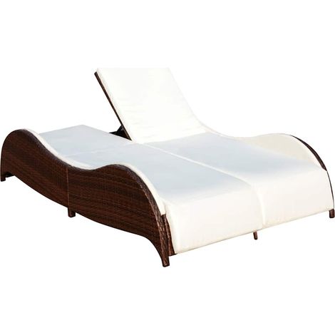 Maison Exclusive - Doppel-Sonnenliege mit Auflage Poly Rattan Bra (1/5)