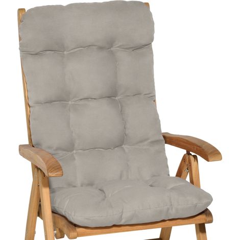 Beautissu – Lot de 2 coussins pour chaise de jardin 120x50x8cm – Rembourrage épais 100% mousse – Tissu 180g/m² – Fixation au dos