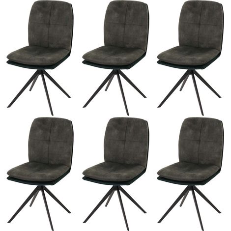 Lote de 6 sillas de comedor HHG-178, silla de cocina, sillón, posición automática giratoria, metal tela/textil, verde