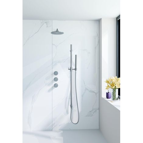 Fortifura Nebbio Ensemble de douche pluie - robinet encastré - élément encastré - barre coulissante - flexible de douche métal - douchette à main (1/5)