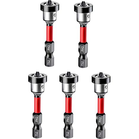 5pcs embout de vissage pour plaque de plâtre, PH2 magnétique Positioning embout de tournevis, 1/4" queue hexagonale