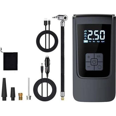 Compresseur d'air portable pour voiture, gonfleur de pneus 4000 mAh DC 12 V 150 psi, pompe à air avec affichage numérique, gonfleur de pneus léger (sans fil DC USB) (1/5)