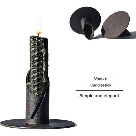 2 bougeoirs - Bougeoirs noirs - Bougeoirs vintage noirs Candlelight Dinner - Bougeoirs en fer forgé - Base de bougie - Convient (1/5)