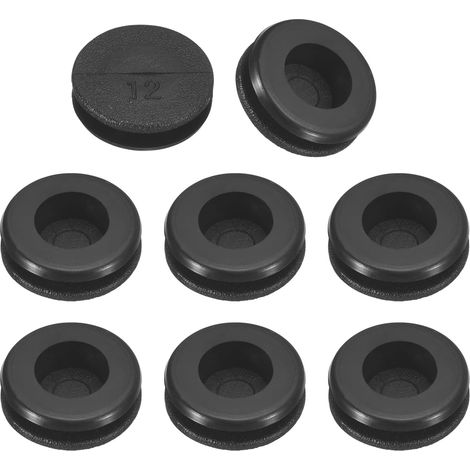 22Pcs Passe-fils En Caoutchouc 1/2" (12mm) Trou De Perçage, 5/16" (8mm) ID Bouchons De Trou À Simple Face Joint D'étanchéité Pour Protection De Câble De Pare-feu, Noir (1/5)