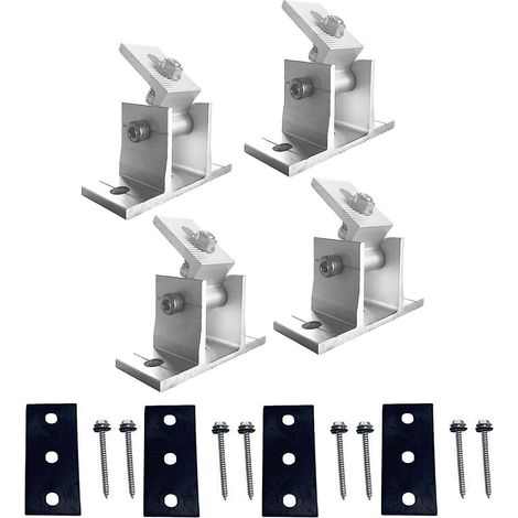 Ahlsen Paquete de clips de montaje de panel solar, soporte de panel solar, clips de panel solar, aleación de aluminio, soporte de panel solar para techo (1/5)