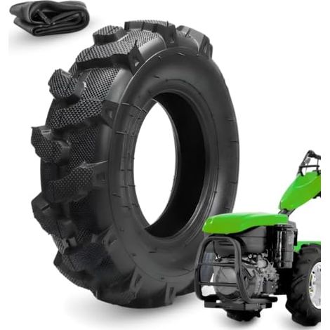 1 Pneumatico 4.00-10 TM + Camera D'Aria Copertone ultra rinforzati 8PR Gomma ruote per uso Agricolo Tosaerba Falciatrice Motozappa Motocoltivatore