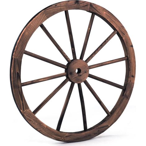 76x76 cm Roue de Charrette en Bois Décoration Murale Vintage pour Salon Café et Bar (1/5)