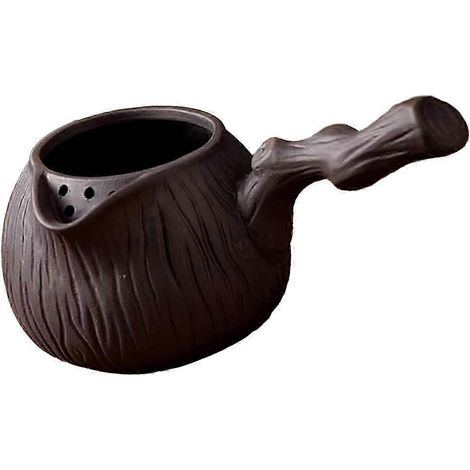 Théière en céramique avec infuseur à thé en vrac et poignée anti-brûlure, idéale pour la randonnée, l'hôtel et la maison. Elle permet de préparer de l'eau bouillante facilement et rapidement.-Black