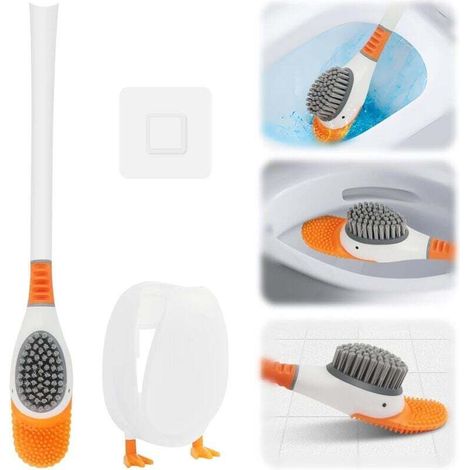 Brosse WC Silicone Canard Support Épurateur Toilettes Flexible Maison Hôtel École