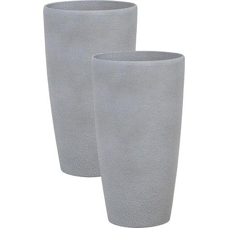 Set mit 2 Blumentöpfen ABDERA 31 cm Grau
