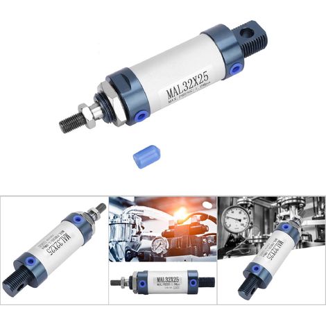 MAL 32 mm Cylindre pneumatique compact à double effet tige simple alliage aluminium course 25 mm pour indexage (1/5)