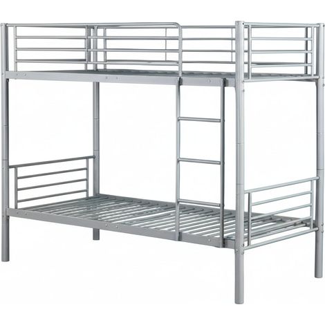 Lit superposé Séparable métal LUNA 1+1 90x190 cm sommier inclus gris (1/5)