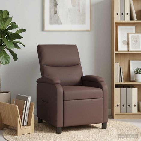 vidaXL Poltrona reclinabile Marrone Similpelle (1/5)